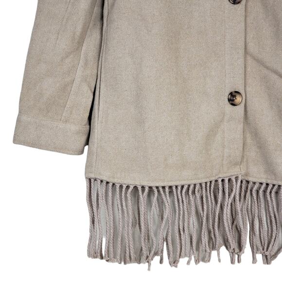 Laundry by Shelli Segal Womens M Fringe Shaket in Silver Mink Tan NEW - Picture 7 of 12